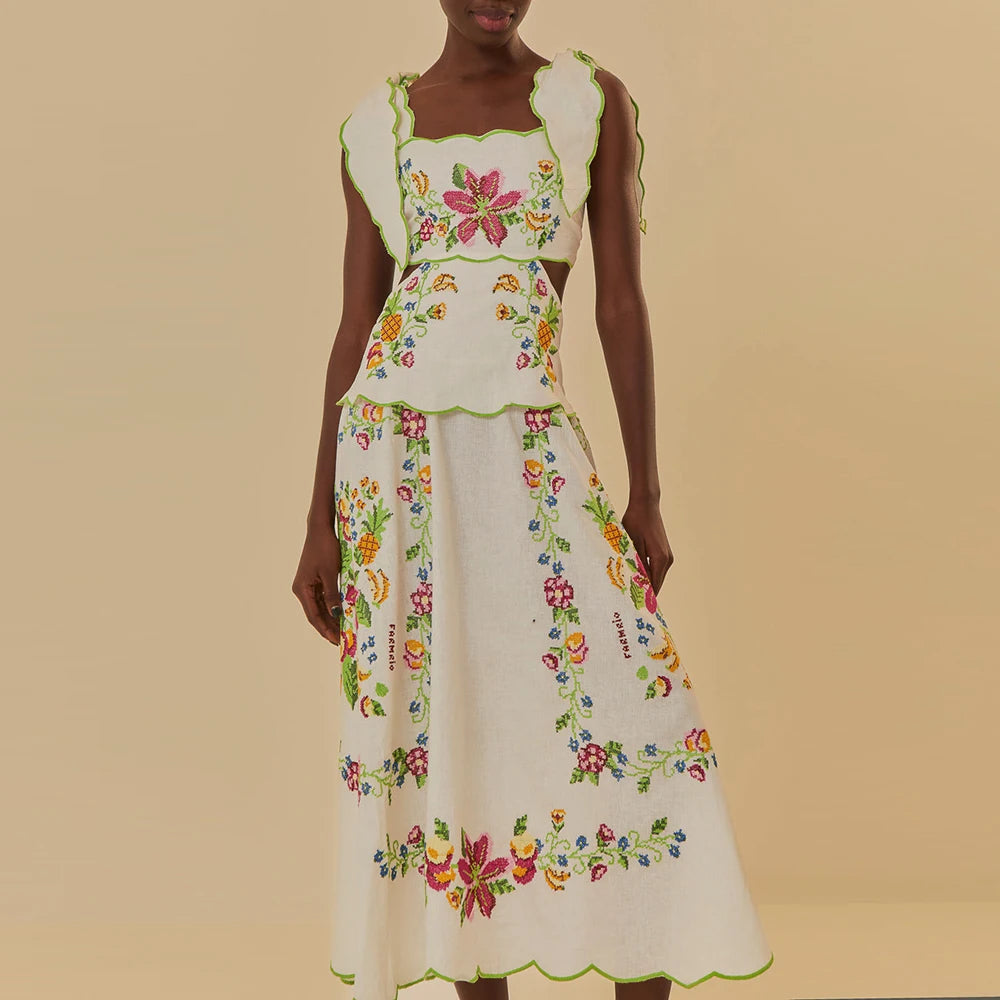 Women's Patchwork Lace-Up Sleeveless Dress