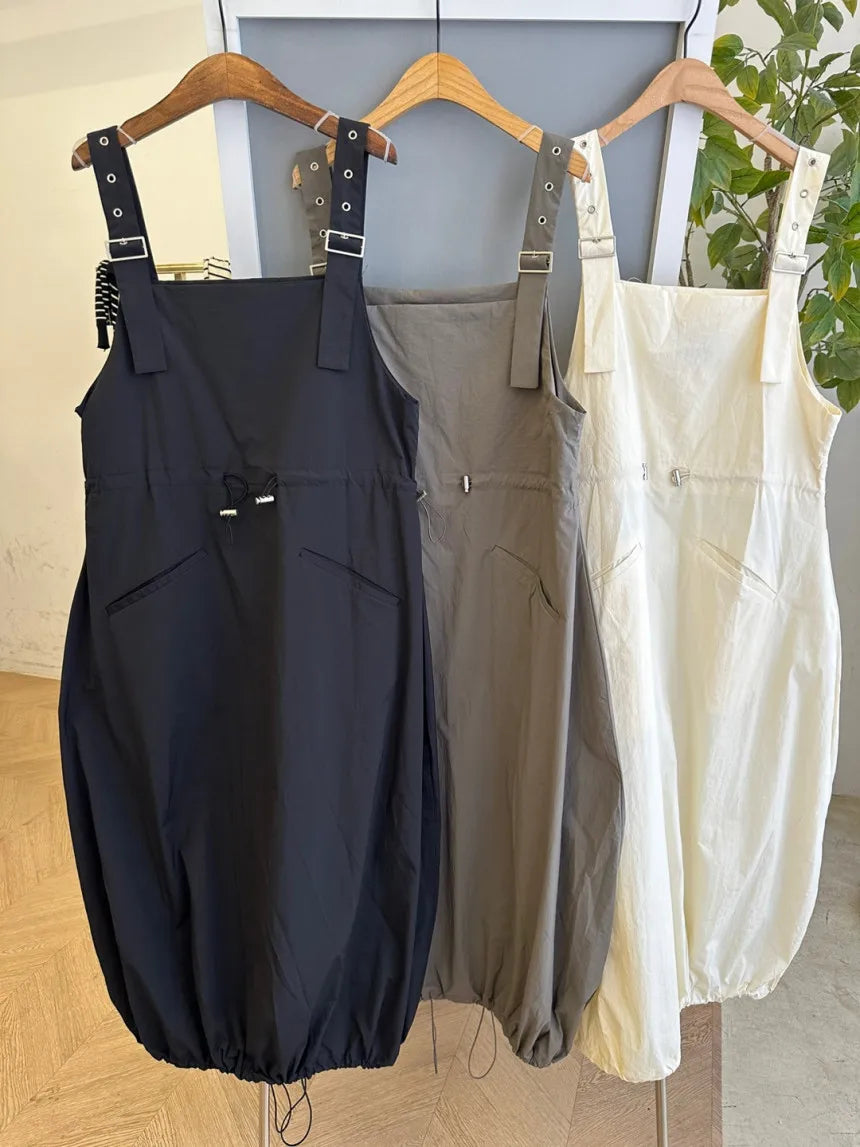 Women's Square Neck Drawstring Camisole Dress