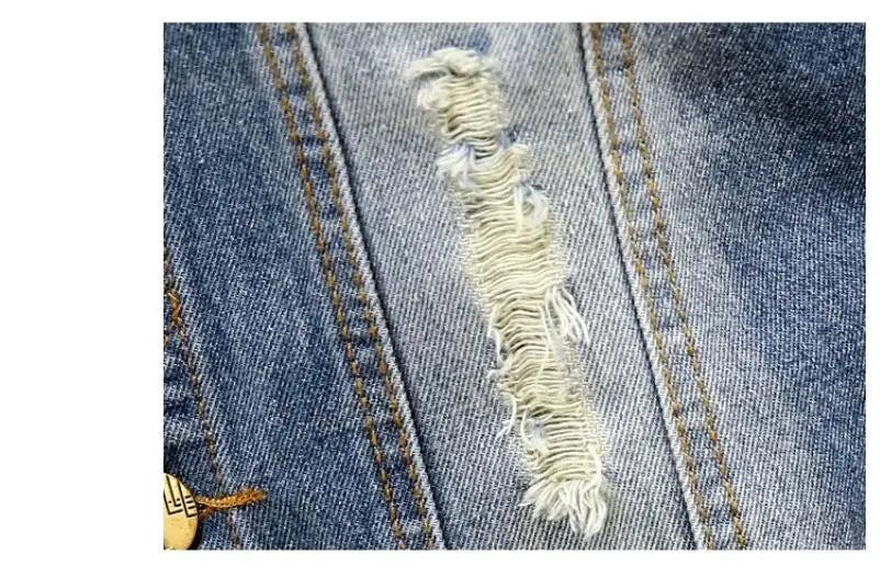 Women's Ripped Denim Vest Jacket