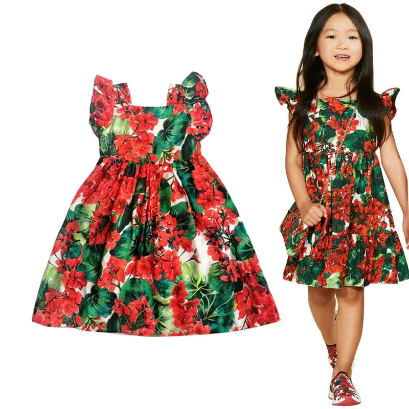 Girls' Printed Princess Party Dress