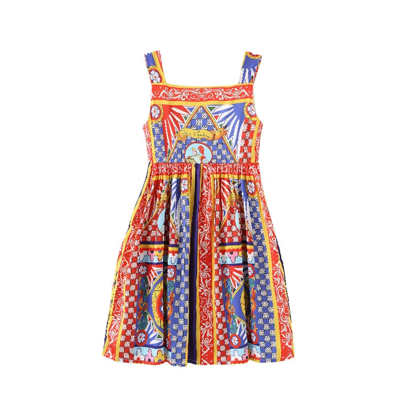 Girls' Printed Princess Party Dress