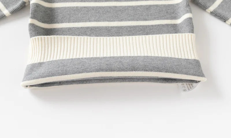 Baby Boys' Striped Bear Embroidery Sweater