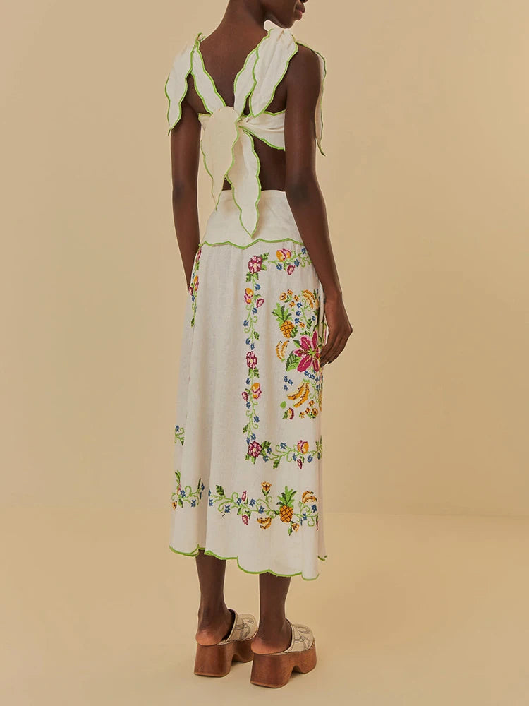 Women's Patchwork Lace-Up Sleeveless Dress
