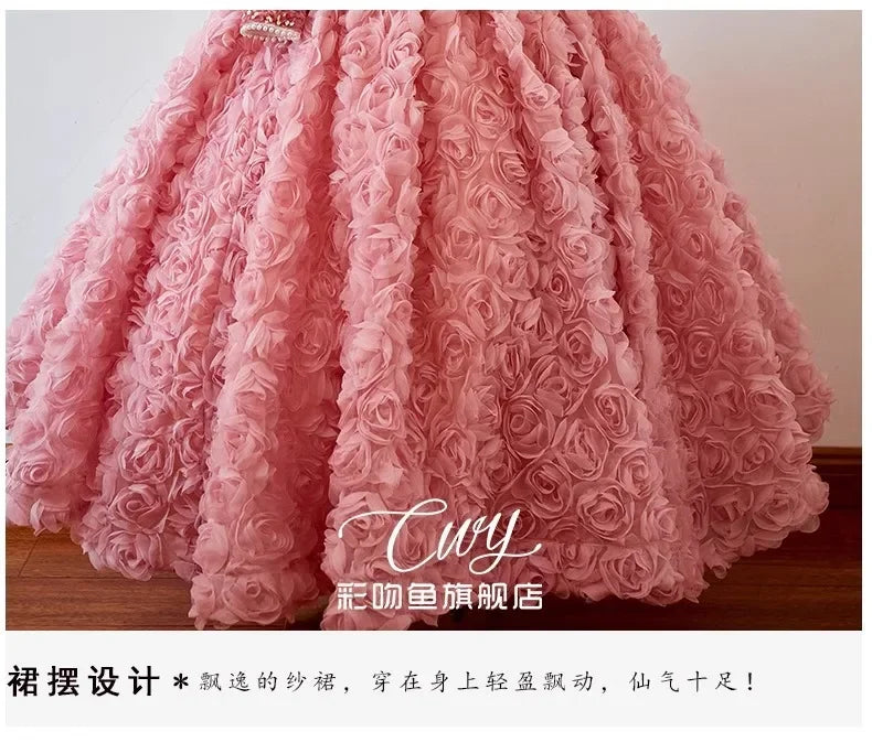 Girls' Pink Shiny Birthday Banquet Dress