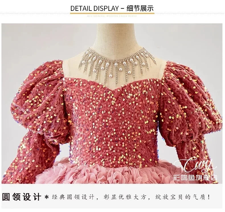 Girls' Pink Shiny Birthday Banquet Dress
