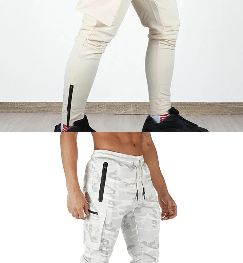 Men's Gym Fitness Multi-Pocket Workout Training Pants Cotton Jogging Sweatpants Camouflage Men  Fashion Training Trousers