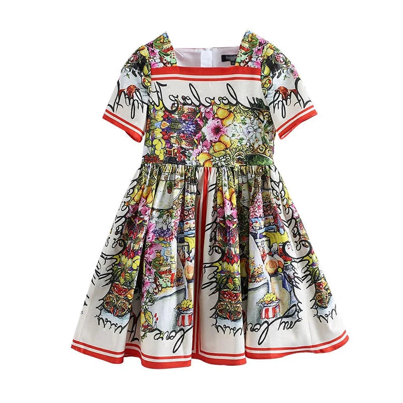 Girls' Printed Princess Party Dress