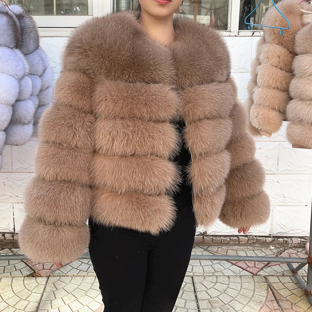 QUEENTINA Real Fox Fur Coat