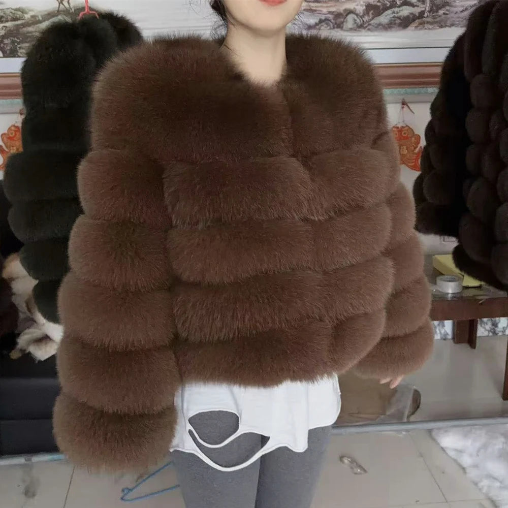 QUEENTINA Real Fox Fur Coat