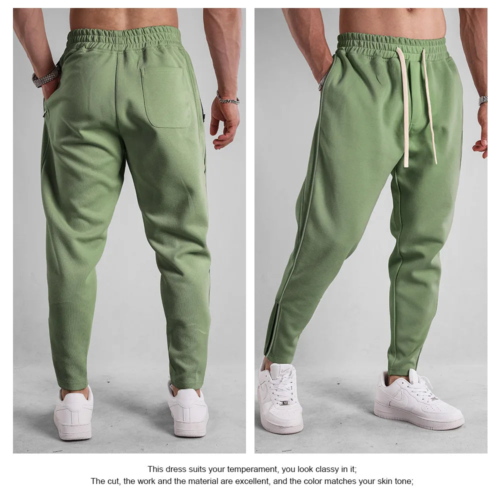 Men's Clothing Sport Casual Zipper Baggy Pants Cotton Long Trousers Outdoor Gym Fitness Workout Jogging Sweatpants Trackpants