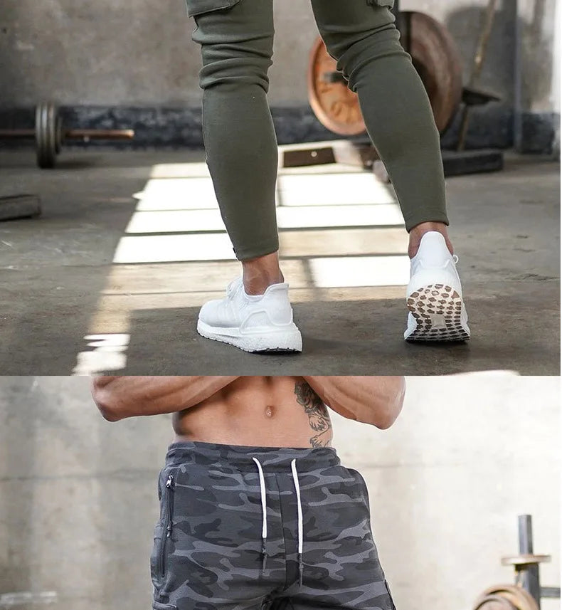 Men's Gym Fitness Multi-Pocket Workout Training Pants Cotton Jogging Sweatpants Camouflage Men  Fashion Training Trousers