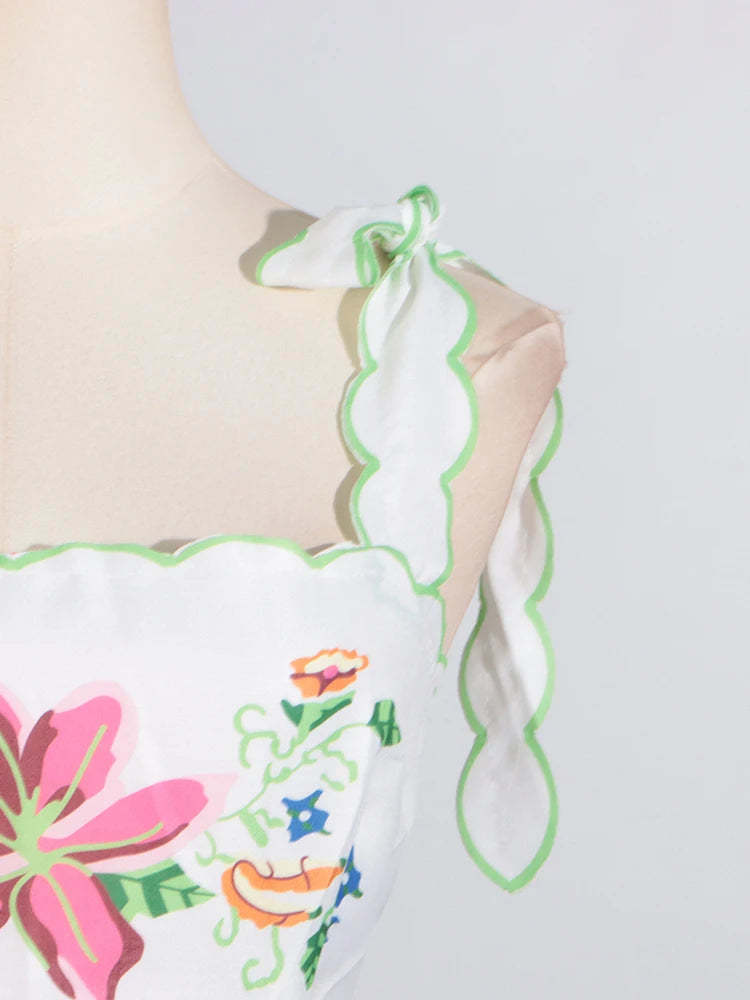 Women's Patchwork Lace-Up Sleeveless Dress