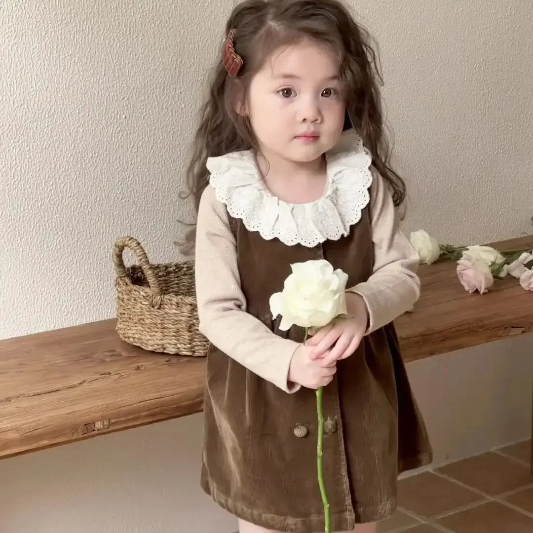 Girls' Corduroy Dress & Knit Top Set