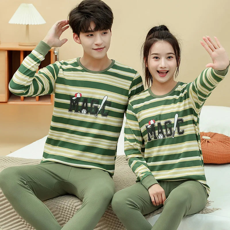 Kids' Cartoon Cotton Pajama Set (10-18Y)