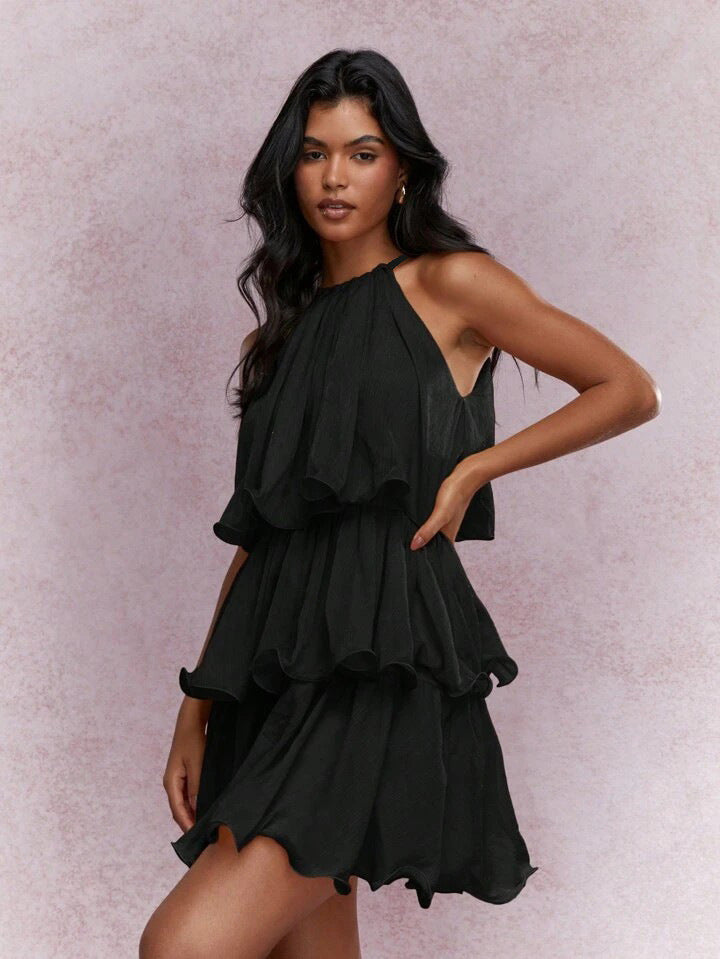 Women's Layered Halter Cocktail Dress