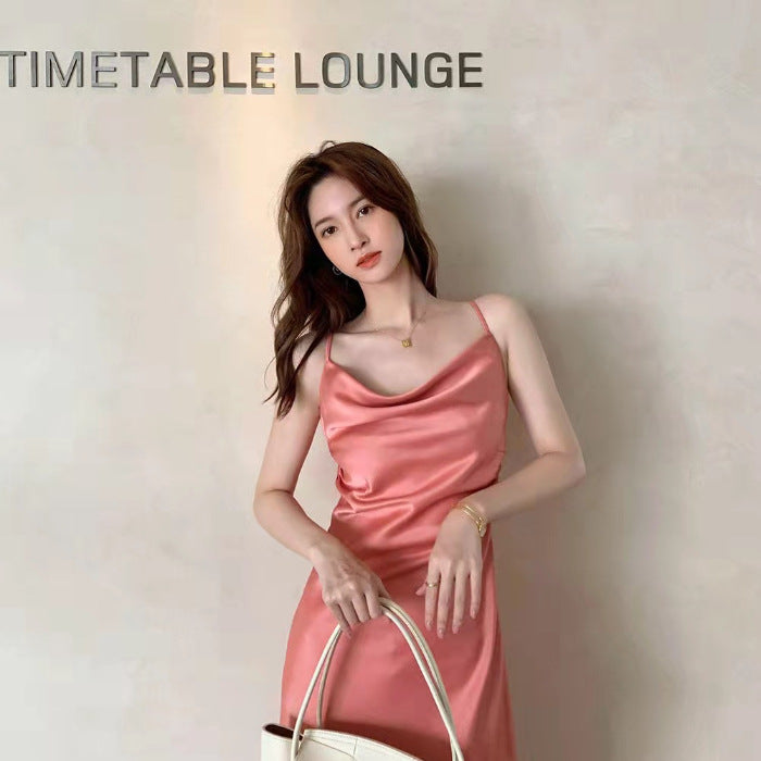 Women's Satin Midi Slip Dress