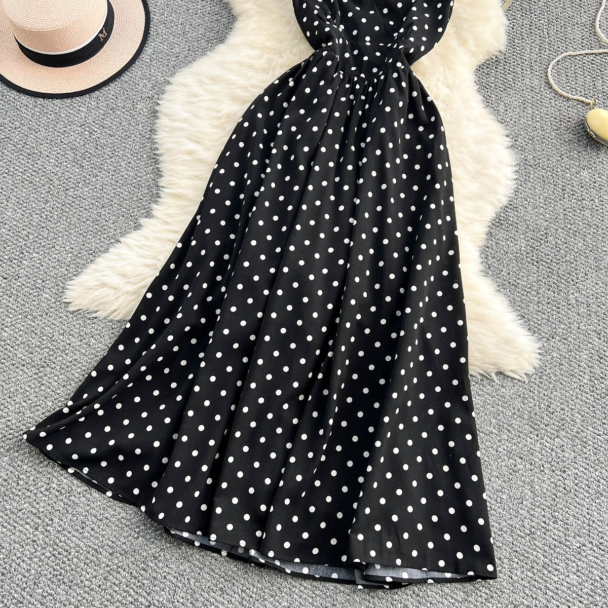 Polka-Dot Halter Neck Dress