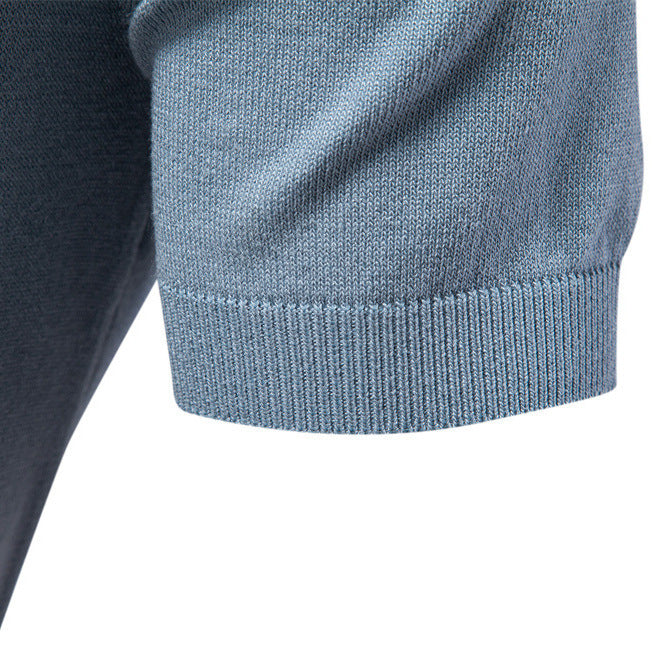 Casual Color-Block Lapel Short-Sleeve Knitted Shirt