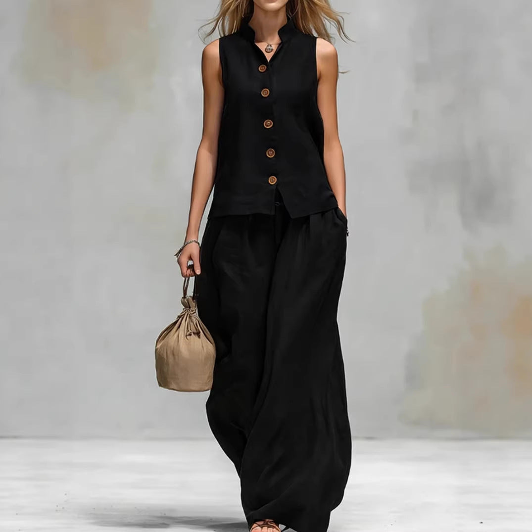 Women's Vest & Wide-Leg Pants Set