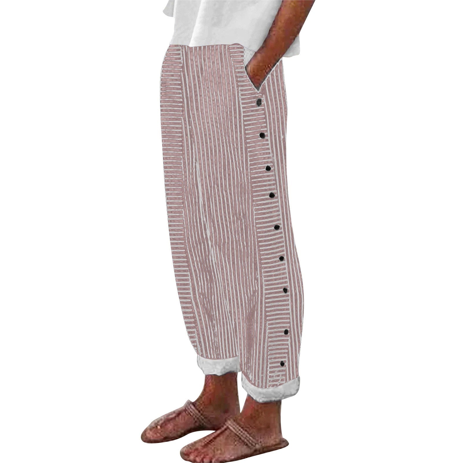 Women's Striped High-Stretch Pants