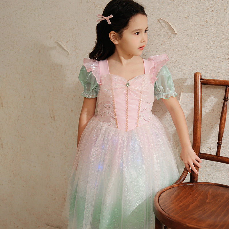 Dresses Of Bride Fellow Kids Little Girl Wedding Girls Birthday Skirt Banquet Small Gauze Skirt