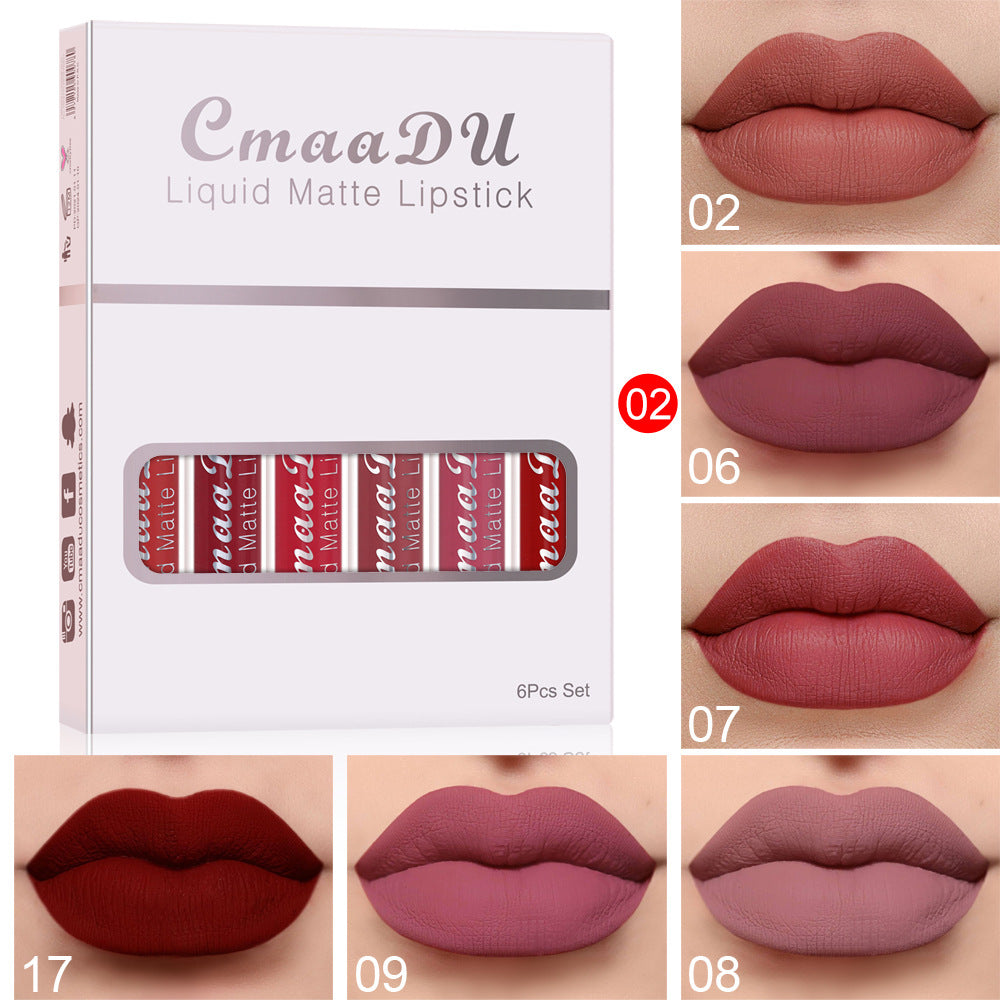 Matte Waterproof Long-Lasting Lip Gloss – Set of 6