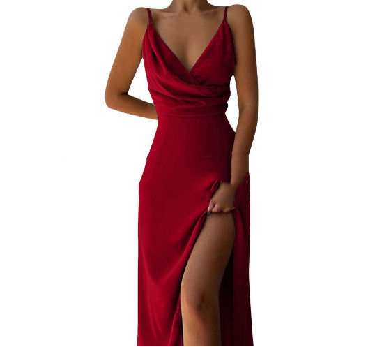 V-neck Slit Sling Dress Summer
