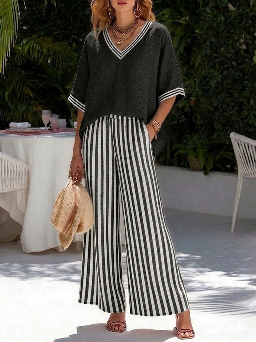 Women's Striped 2-Piece Pants Set