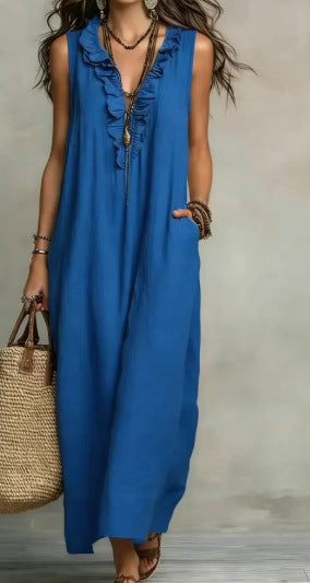 Women's Ruffled A-Line Midi Dress