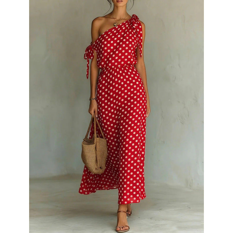 Women's Polka Dot Off-Shoulder Dress