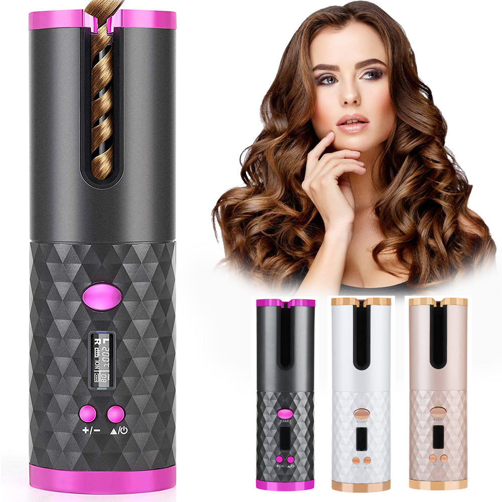 Rechargeable Automatic Ceramic Hair Curler with LCD Display