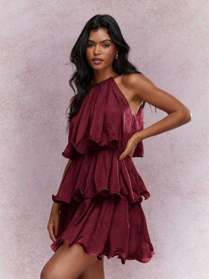 Women's Layered Halter Cocktail Dress