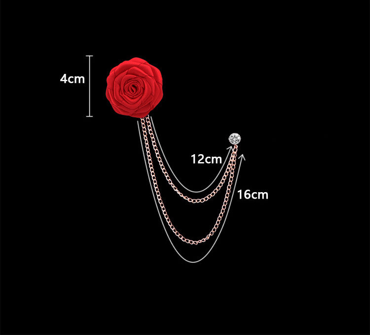 Men's Wedding Ceremony Groom Handmade Rose Chain Brooch
