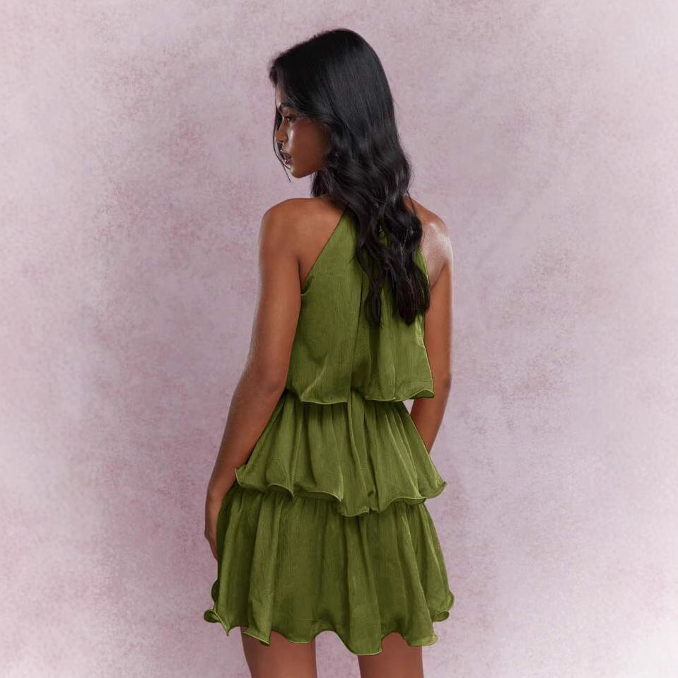 Women's Layered Halter Cocktail Dress