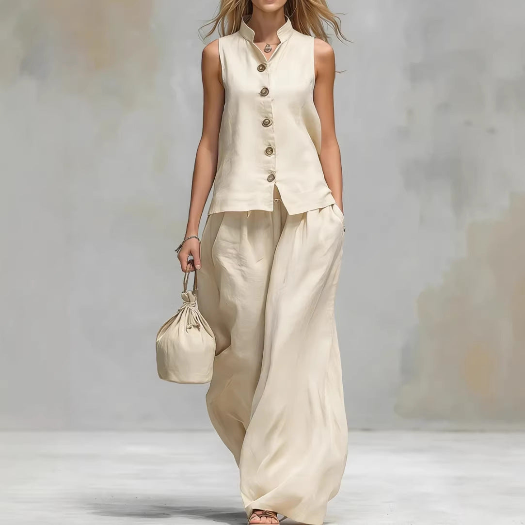 Women's Vest & Wide-Leg Pants Set