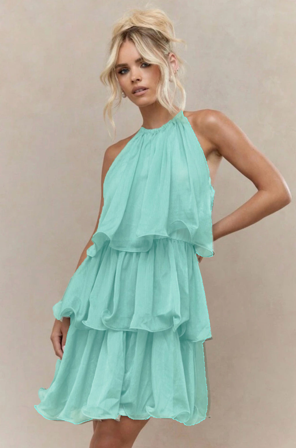 Women's Layered Halter Cocktail Dress