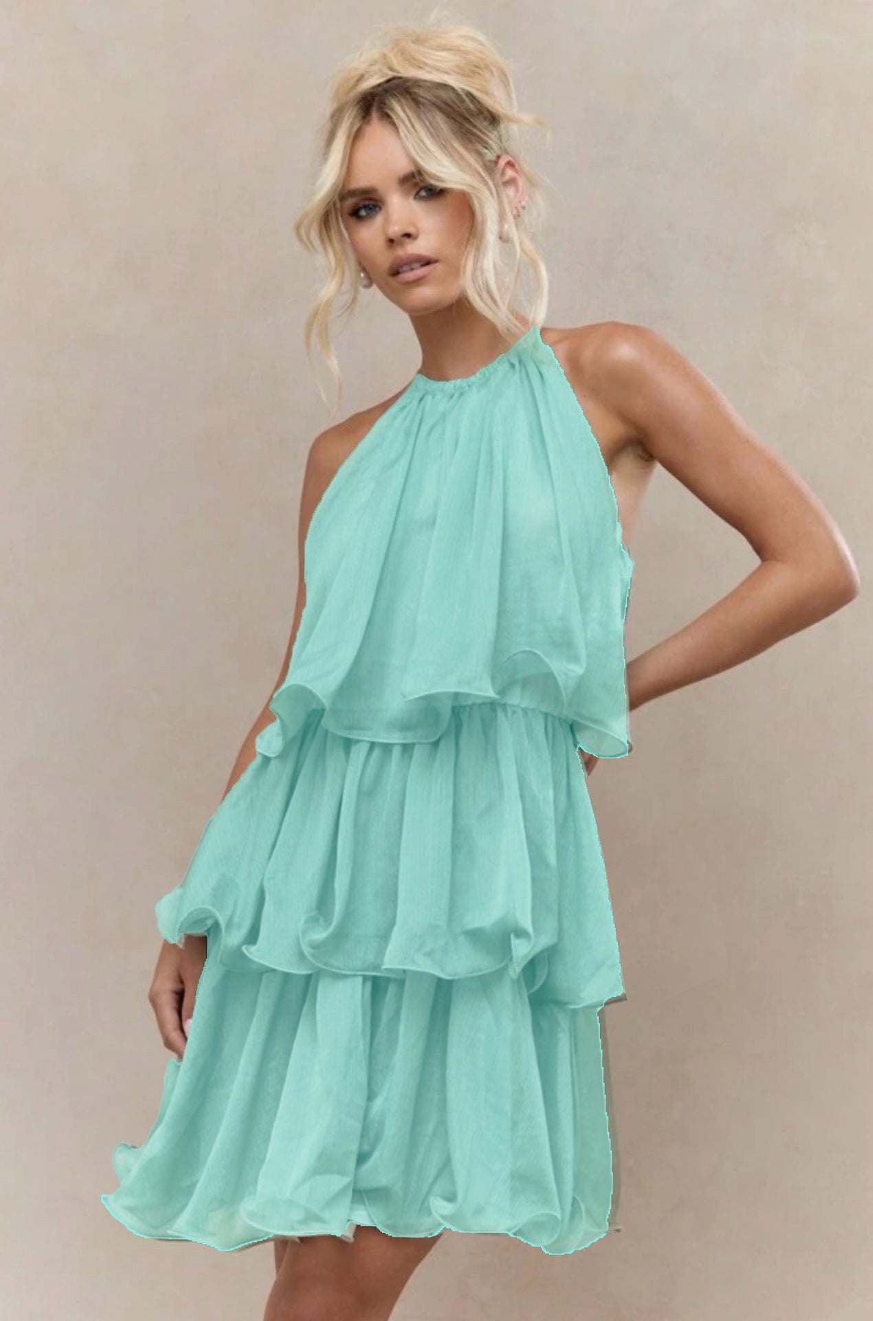 Women's Layered Halter Cocktail Dress