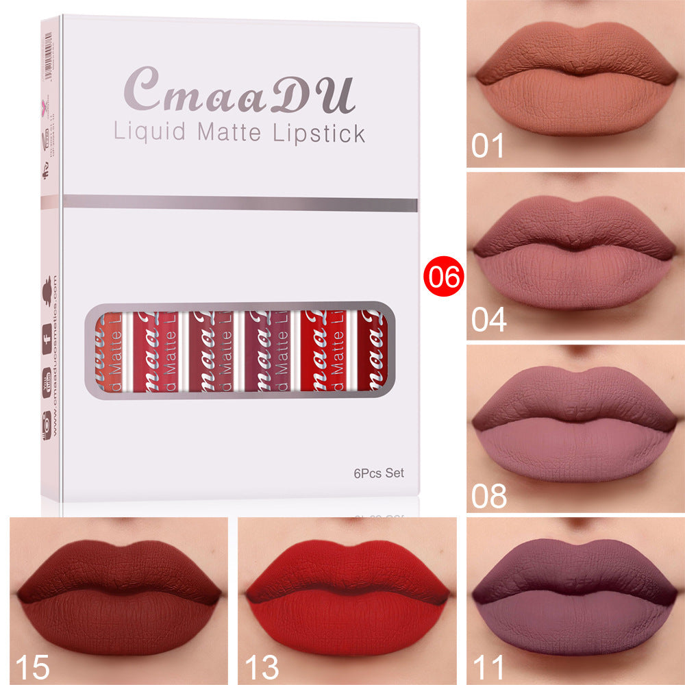 Matte Waterproof Long-Lasting Lip Gloss – Set of 6