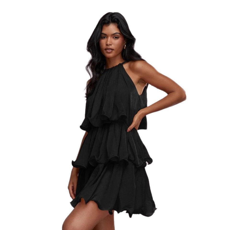Women's Layered Halter Cocktail Dress