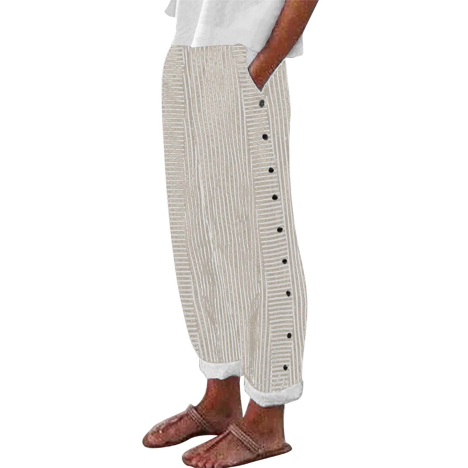 Women's Striped High-Stretch Pants