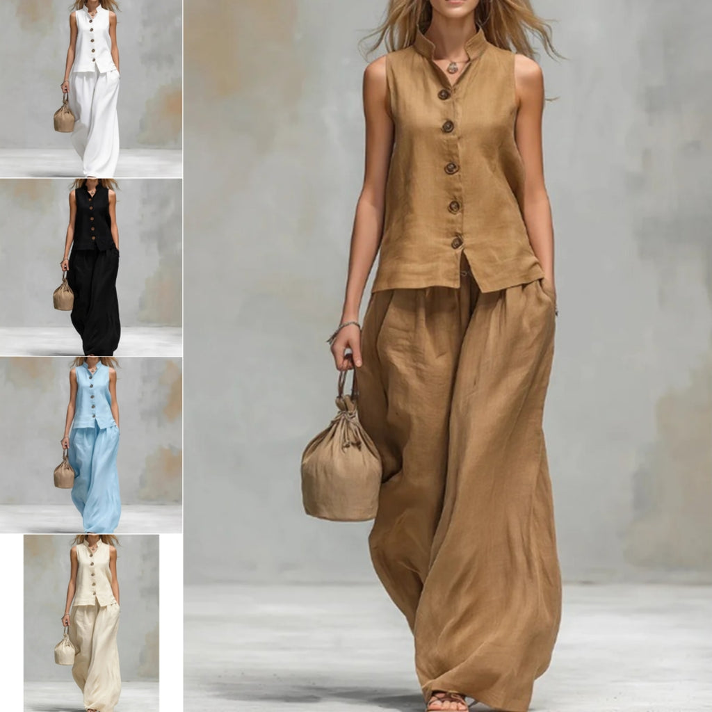 Women's Vest & Wide-Leg Pants Set
