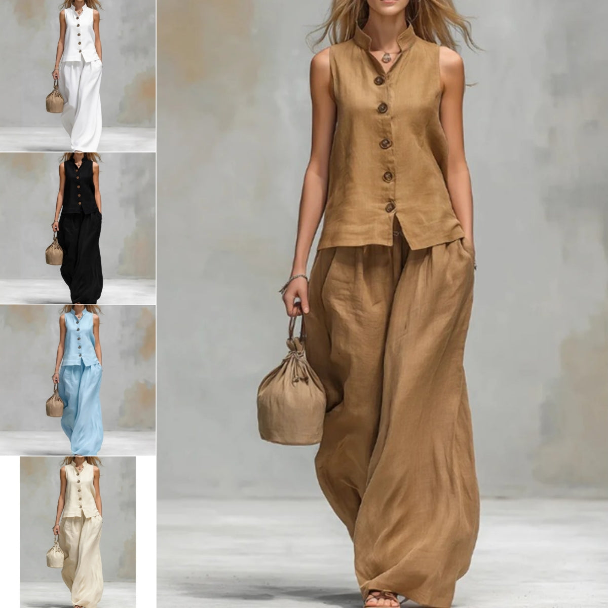 Women's Vest & Wide-Leg Pants Set