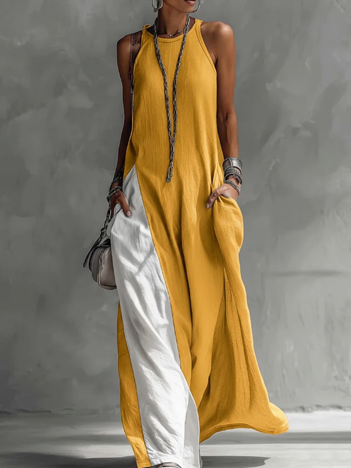 Women's Color Block Sleeveless Maxi Dress